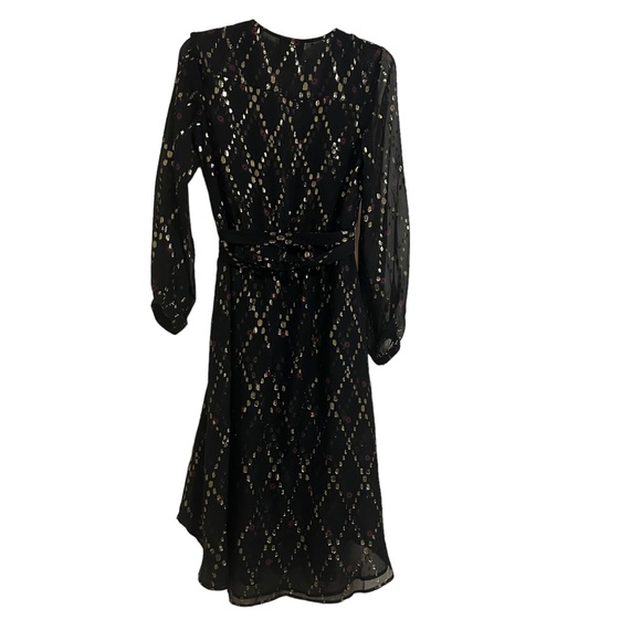 A.L.C.x Barney’s Samantha Deep-V Long-Sleeve Silk Midi Dress Size 6 - Picture 5 of 14